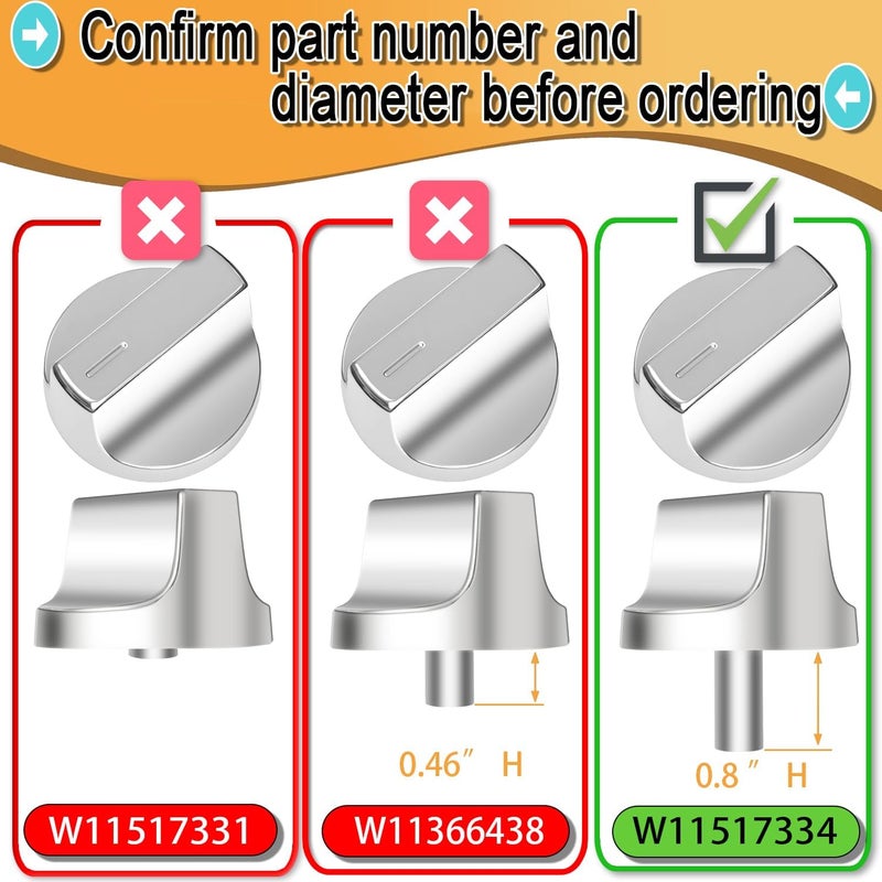 MAHOOK عبوة 4 من مقبض الموقد المعزز W11517334 مناسب لموقد الغاز من ويرلبول استبدالات مقابض W10850033، W11122869 متوافقة W11458842 - Image 2